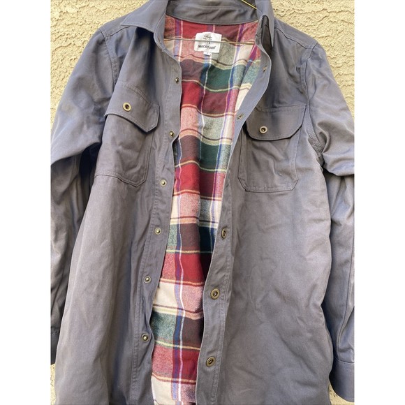 Men's Heavyweight Canvas Gray Size S Small Flannel Lined Shirt Jacket Shacket - Picture 6 of 8